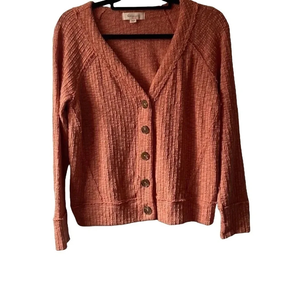Vince Camuto persimmon peach cardigan Comfortable Cotton Loungewear cottagecore - Picture 8 of 11
